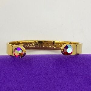 💛 Kate Spade Paint the Town Red Cuff Bracelet | Gold Plated Iridescent Red Gems
